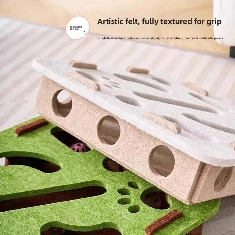 Little Cat Toy A Fun and Soothing Tool Puzzle Maze Hole Digging Felt Box Cat Teasing Bell Ball Oasis Select