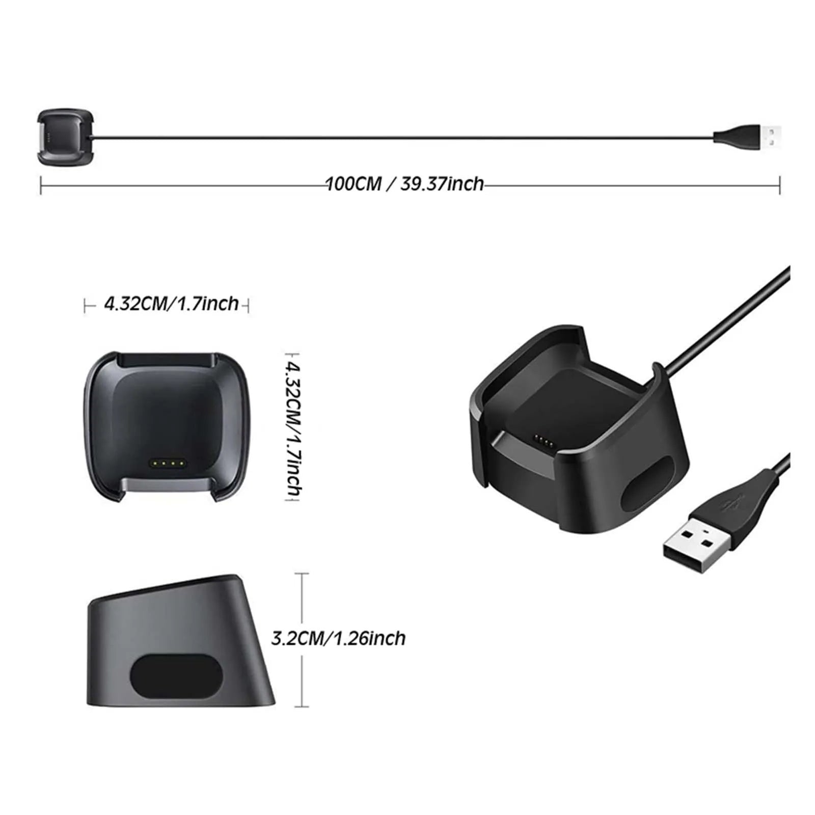Charger for Fitbit Versa 1(Not for Versa 2)/Versa Lite/Versa SE, Replacement Charging Dock Cable Cord for Versa, Versa Lite Oasis Select