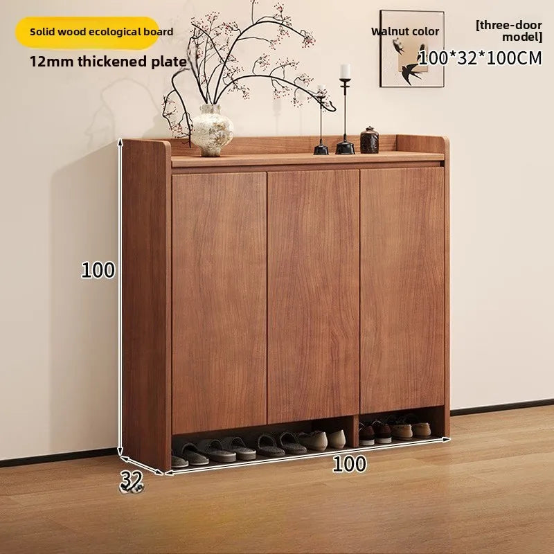 Solid wood shoe cabinet New Chinese-style household large-capacity storage porch cabinet dust-proof shoe rack Oasis Select