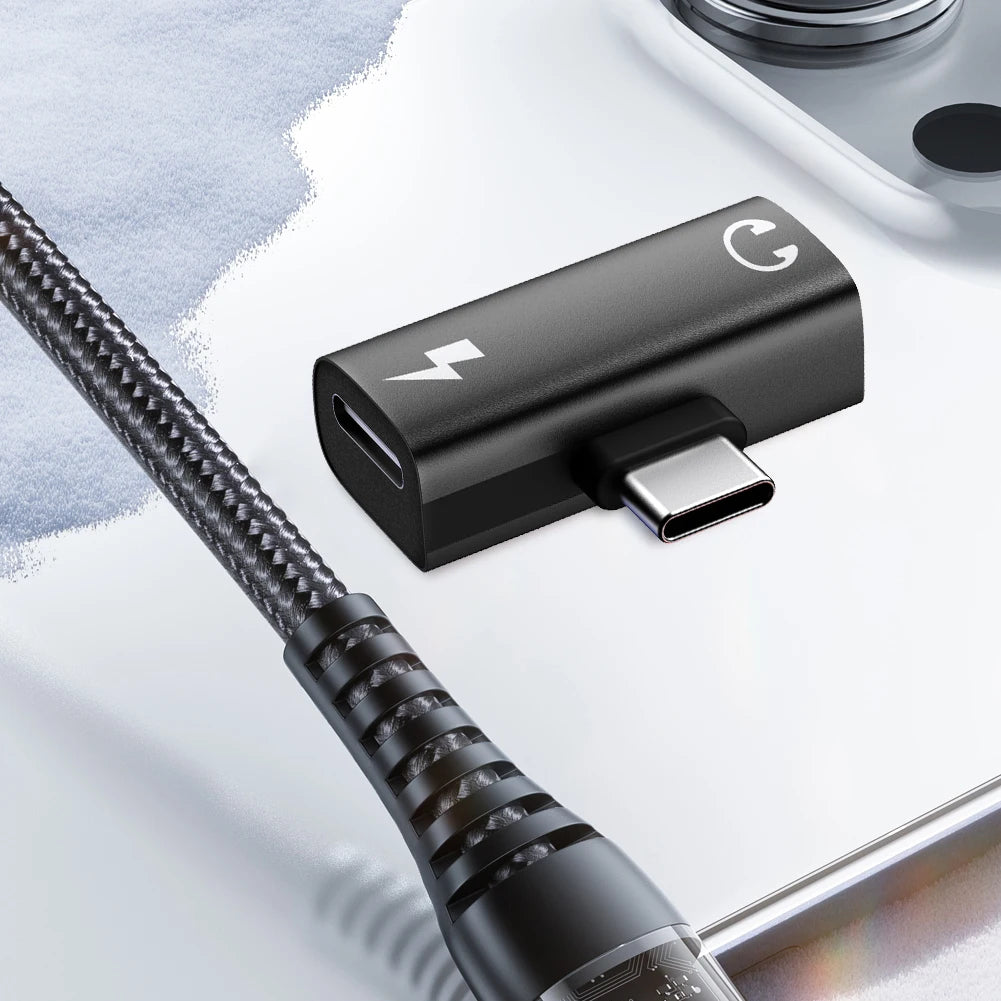 2-in-1 USB C To Type-C Converter with Aux Audio Jack PD 30W Earphone Splitter for Xiaomi Huawei iPhone 15 16 for Meta Quest 3S Oasis Select China Mainland
