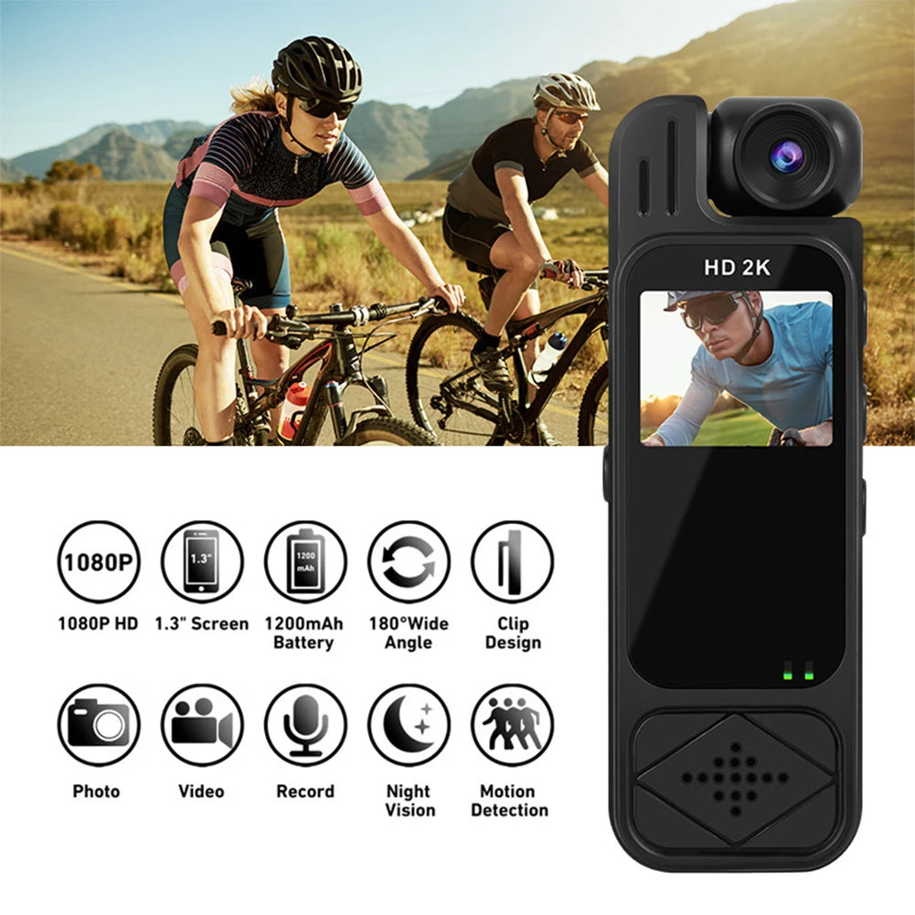 Mini Body Cam 2K 1080P HD Night Vision & Motion Detection