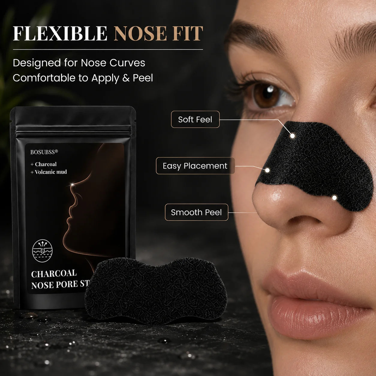 10/30Pcs Charcoal Nose Care Strips, Soft Fit Skin Routine Patch Set, Easy Home Use, Fresh Look, Travel Friendly Oasis Select