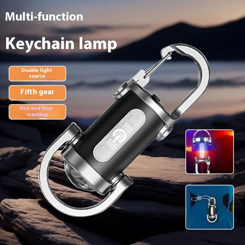 Emergency Keychain Light Rechargeable Keychain Flashlights 800 Lumens EDC COB Work Light 7 Modes for Walking Searching Hiking Oasis Select