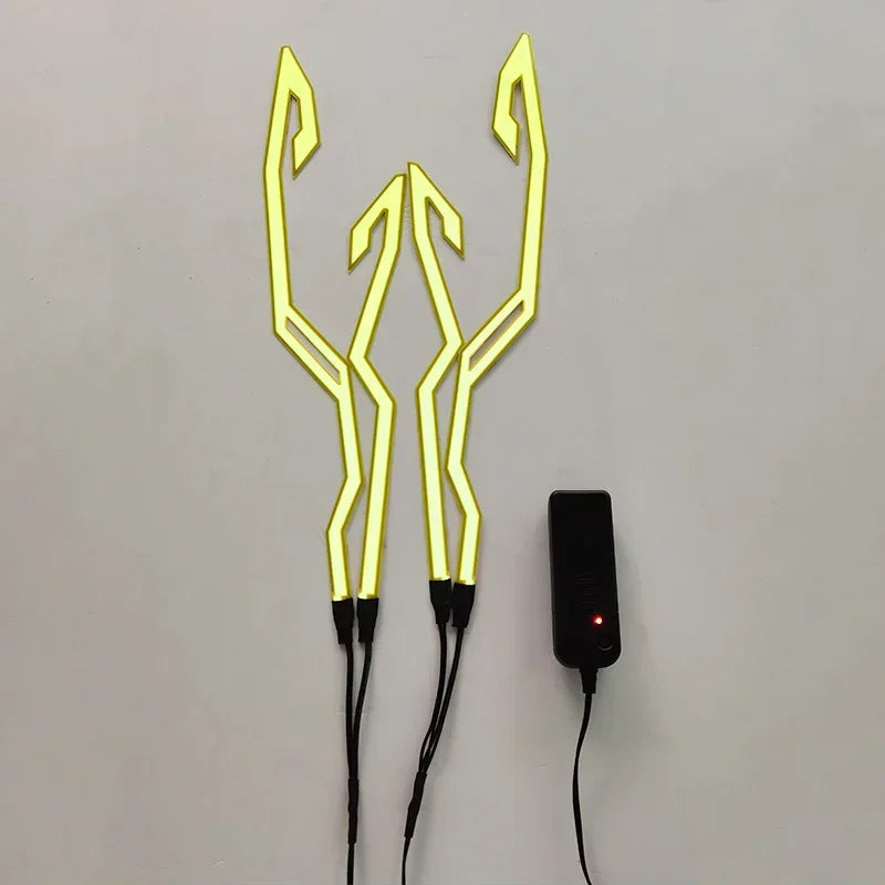 New Motorcycle Helmet Light 4 in 1 EL Light 3 Mode Led Helmet Light Night Riding Signal Helmet Strip Decoration Accessories Kit Oasis Select YELLOW