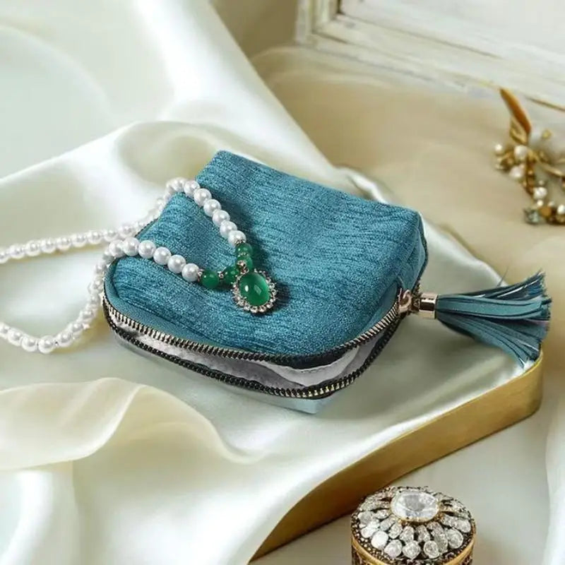 5-Layer Jewelry Storage Pouch, Velvet Jewelry Bag, Portable Travel Organizer for Watch, Bracelet, Ring, Earring Oasis Select