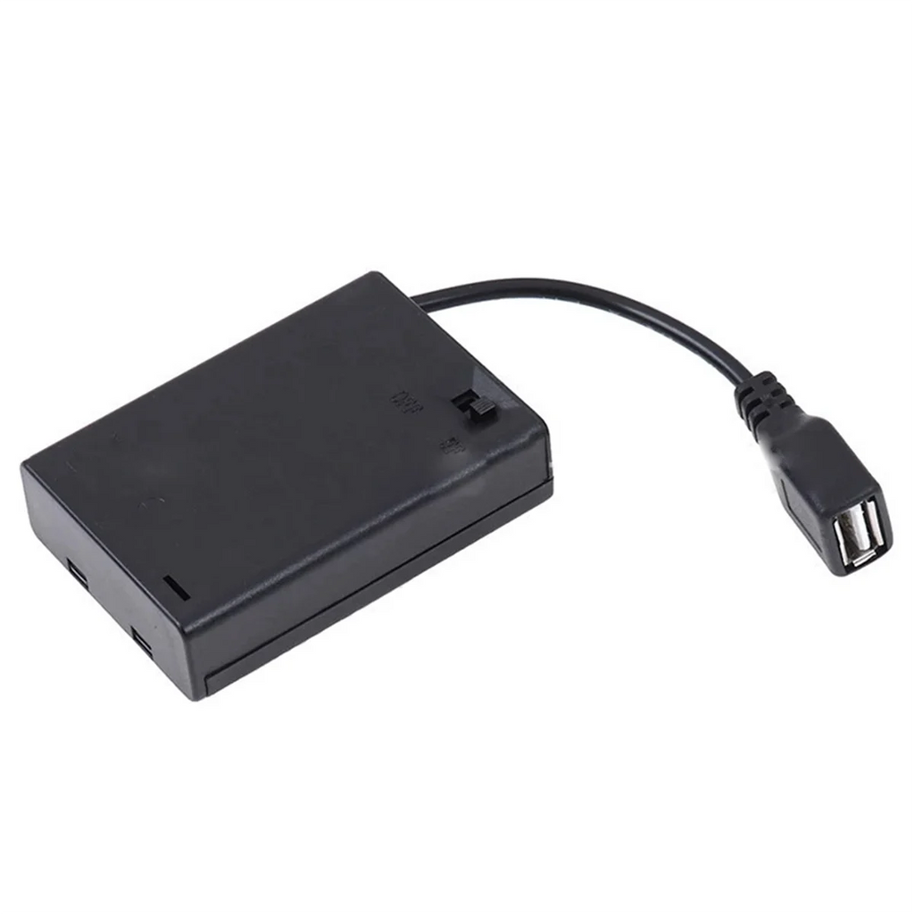 3XAA Battery Case with Cover and Switch Connected to USB Female Connector USB Female Socket Battery Holder Oasis Select AS SHOWN