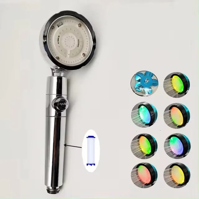 LED Anion Shower Head Rainfall SPA Temperature Control Shower Head Pressurized Water Saving 3/7 Colors Handheld Bathroom Shower Oasis Select 7 - Colorful D-S