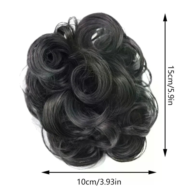 Synthetic Hair Bun Lifelike Messy Curly Wig Flower Bud Gripping Clip Elastic Women False Hair Pieces High Temperature Silk Oasis Select