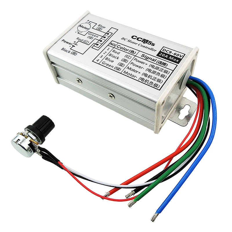 Stepless DC Motor Speed Controller DC 9V-60V 12V 24V 60V 20A Motor Pulse Width Modulator Regulator PWM Speed Regulator Oasis Select