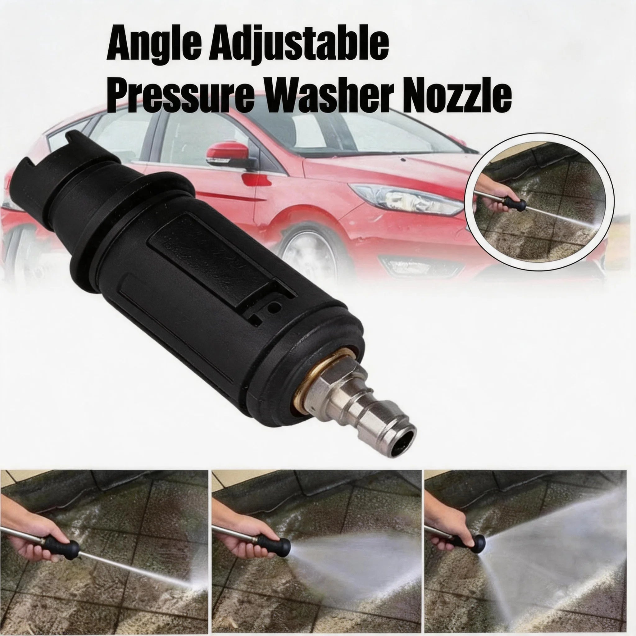 Easy Install Heavy Duty Angle Adjustable High Pressure Washer Nozzle 3000 PSI 1/4" Quick Plug Connect Sprayer Car Garden Oasis Select