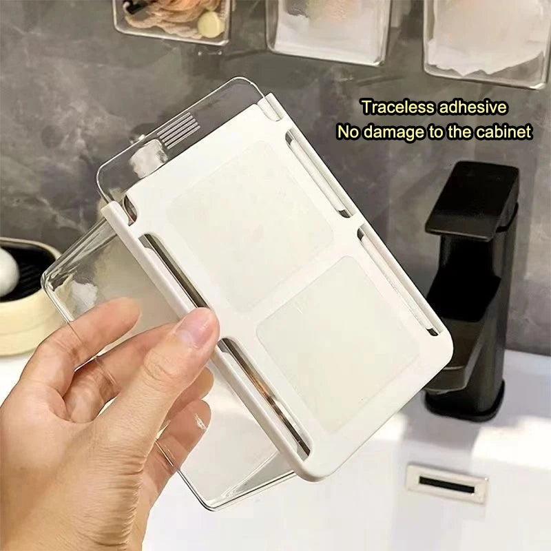 Transparent Bathroom Cotton Stick Makeup Cotton Bathroom Pull-Out Storage Drawer Style Storage Box Under The Mirror Cabinet Oasis Select