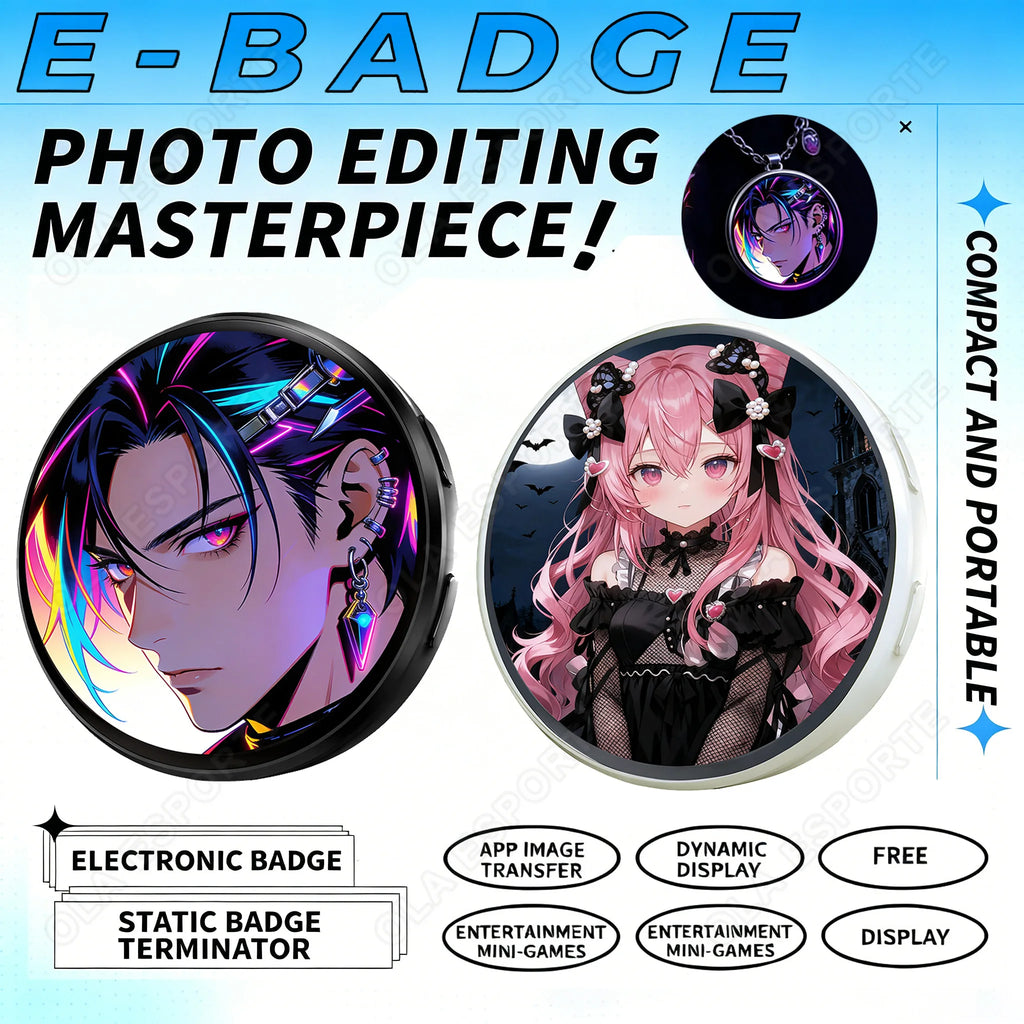Anime E-Badge Display Pin | 1.5″ Touch Screen LED Smart Badge