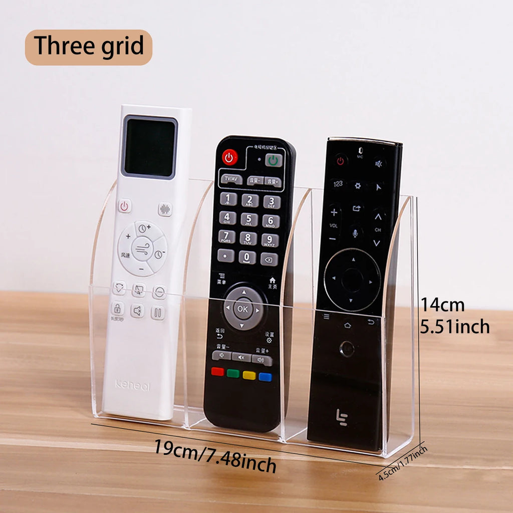 1pc acrylic multi grid remote control storage box wall mounted TV air conditioning remote control desktop organizer Oasis Select Three grid
