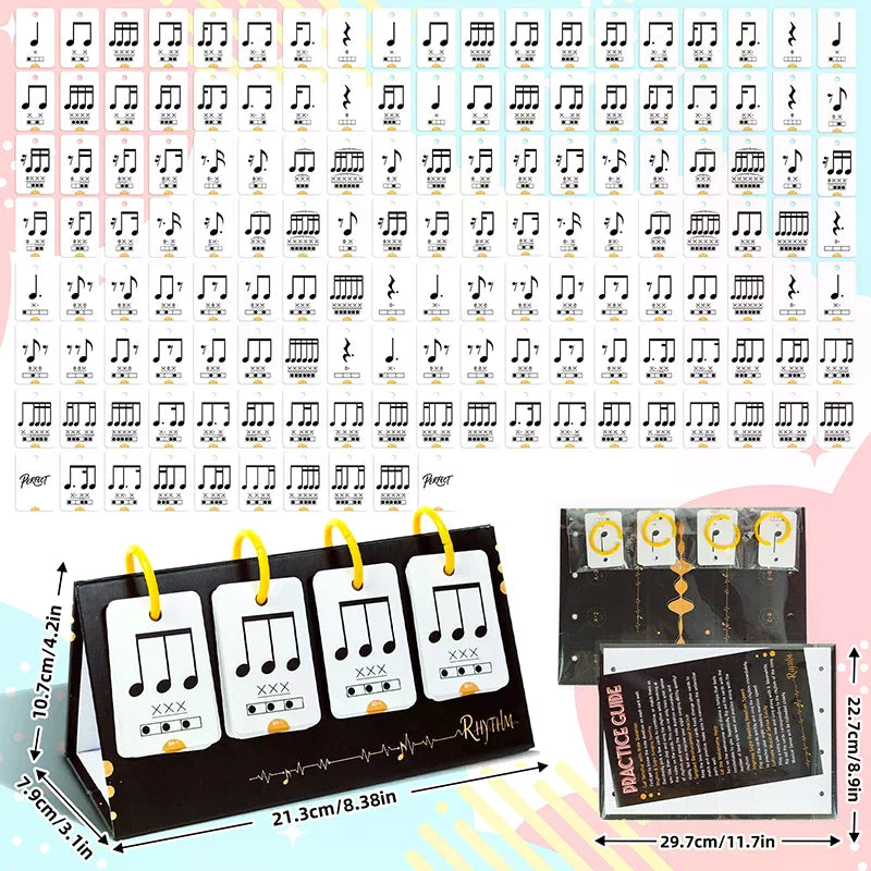 72PCS Music Enlightenment Learning Cards Note Instrument Rhythm Cognition Educational Tool Tabletop Early Education Flashcards Oasis Select