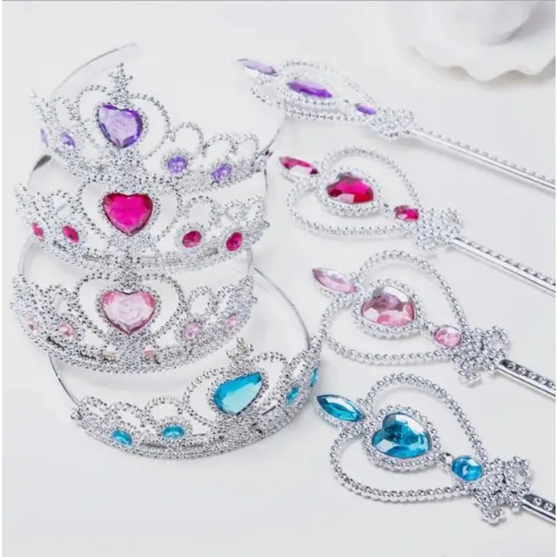 2Pcs Sweet Princess Tiara Crown Headband for Girls, Rapunzel Elsa Cosplay Hair Jewelry with Magic Tights Party Gift Accessories Oasis Select