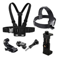 6-Piece Action Camera Mount Kit – Head & Chest Strap for GoPro