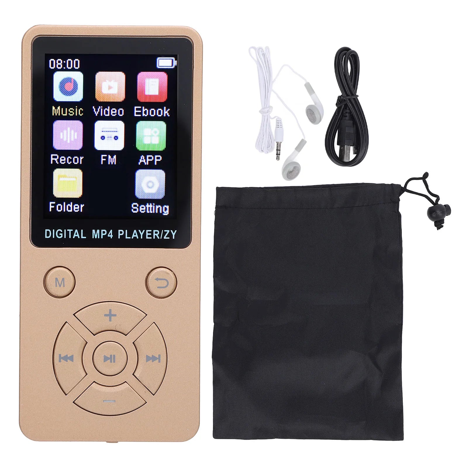 MP43 Player Wireless Hi Fi Sound 5 Hours Playback Electronic Book Reader 1.8 Inch Screen Music Player Bluetooth 5.0 for Running Oasis Select Gold