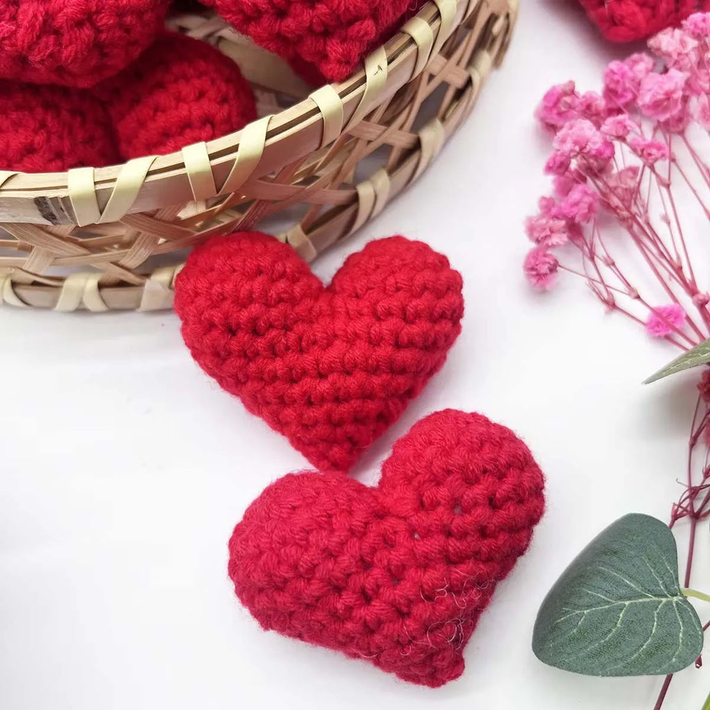 3-Pack Handmade Crochet Heart Decorations – Valentine's & Wedding