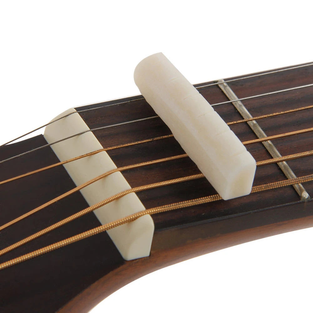 2 Sets 4 Pcs 6 String Acoustic Guitar Bone Bridge Saddle 72mm And Nut 43mm Cow Bone Nut Top Folk Pillow Folk Bottom Pillow Oasis Select