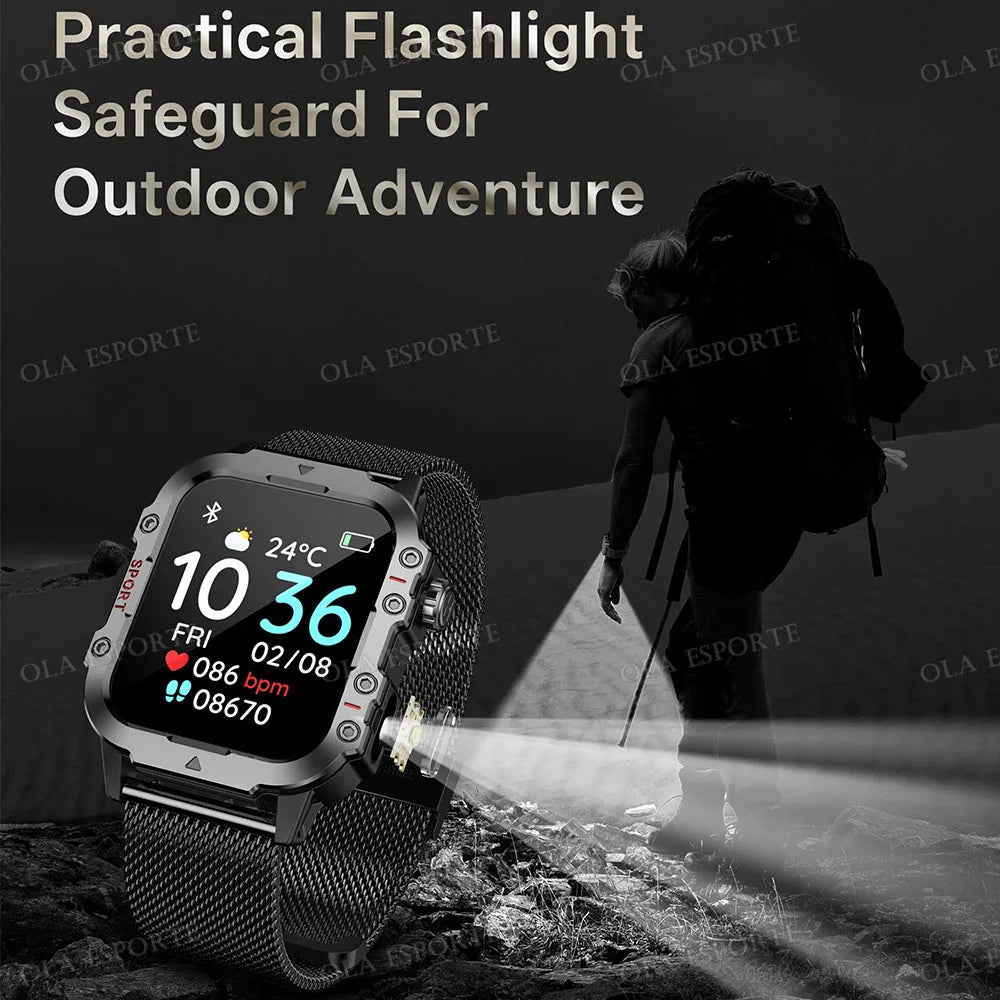 Military Smart Watch – Bluetooth Calls, GPS & Fitness Tracker