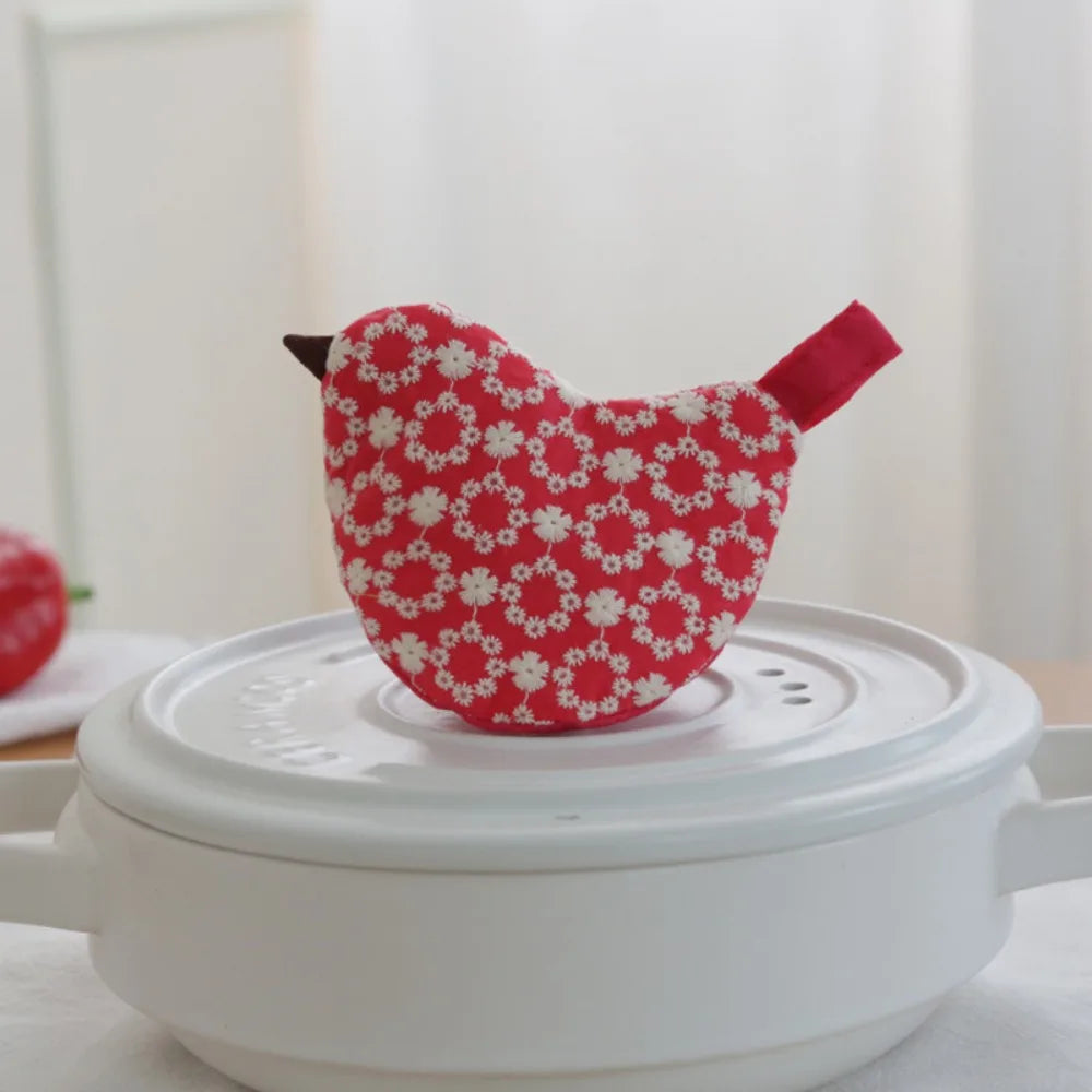 Embroidered Bird Pot Lid Handle Cover – Heat-Resistant Non-Slip