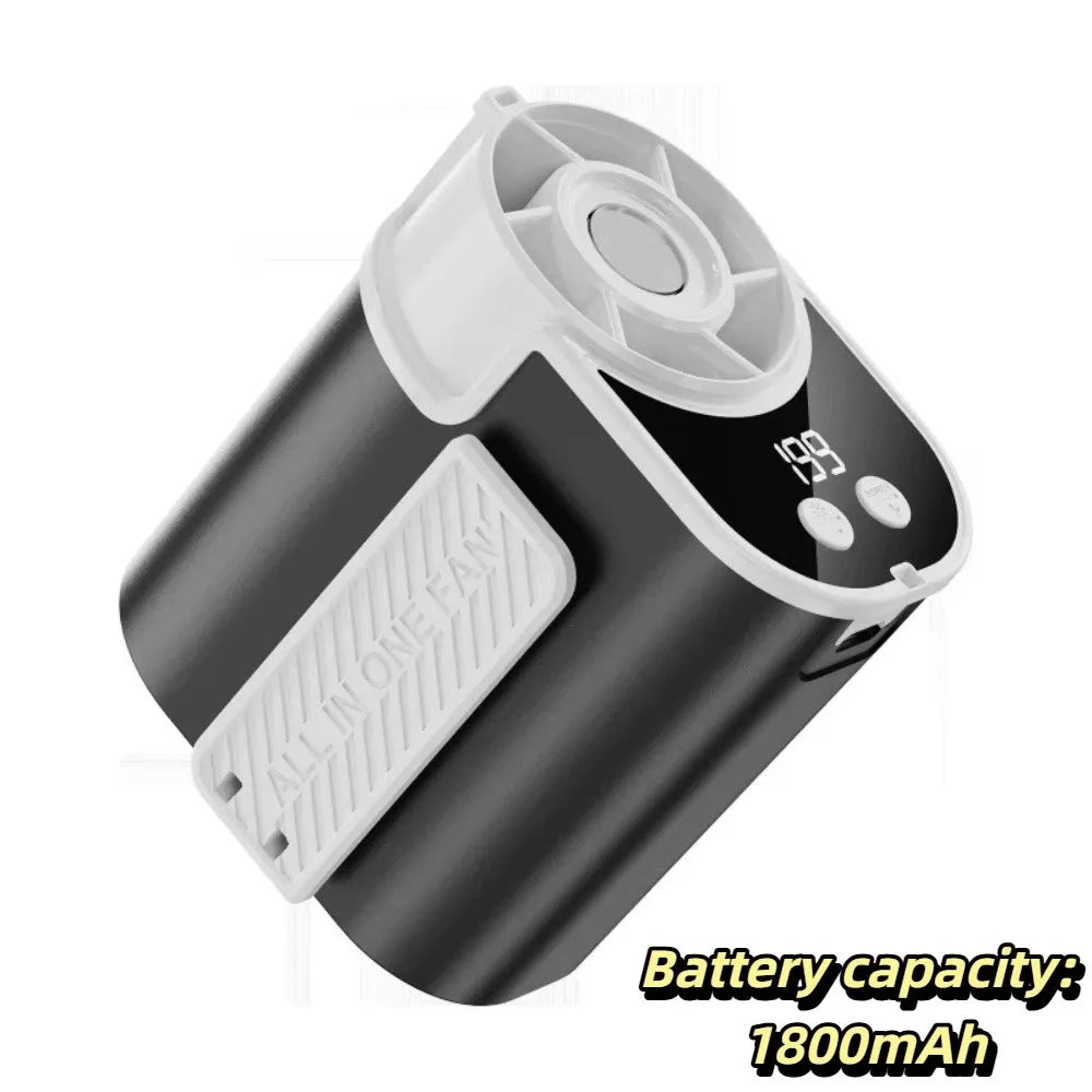 LED Display Waist Clip Fan Strong Airflow High-Speed Hanging Neck Fan Dual Wearing Solid Clip Structure Mini Cooling Fan Oasis Select White