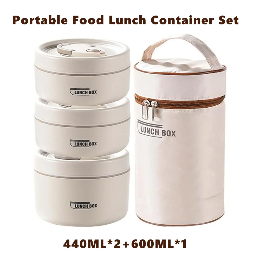 CHANSUNRUN 3-Piece Insulated Stainless Steel Lunch Box Set Insulated Lunch Box Set Oasis Select
