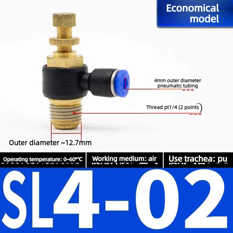 Quick Connect Pneumatic Connector "1/8" 1/4 "3/8" 1/2 M5 Air Speed Throttle Valve Regulating SL 4 6 8 10 12mm Valve Oasis Select Blue SL4-02