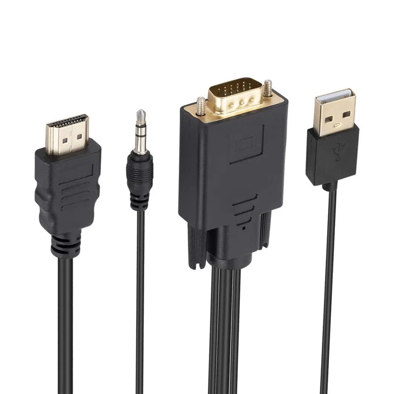  VGA To HDMI cable VGA To HDMI-Compatible Adapter HD 1080P cable with Audio USB Power Supply Adapter for PC Laptop Projector Oasis Select