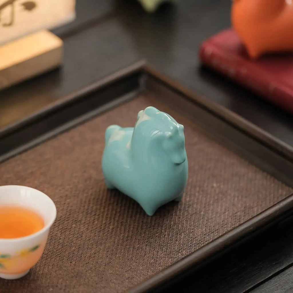 Fortune-Bringing Horse Ornament Ceramic Zodiac Horse Living Room, Study Office Desktop tea pet Oasis Select