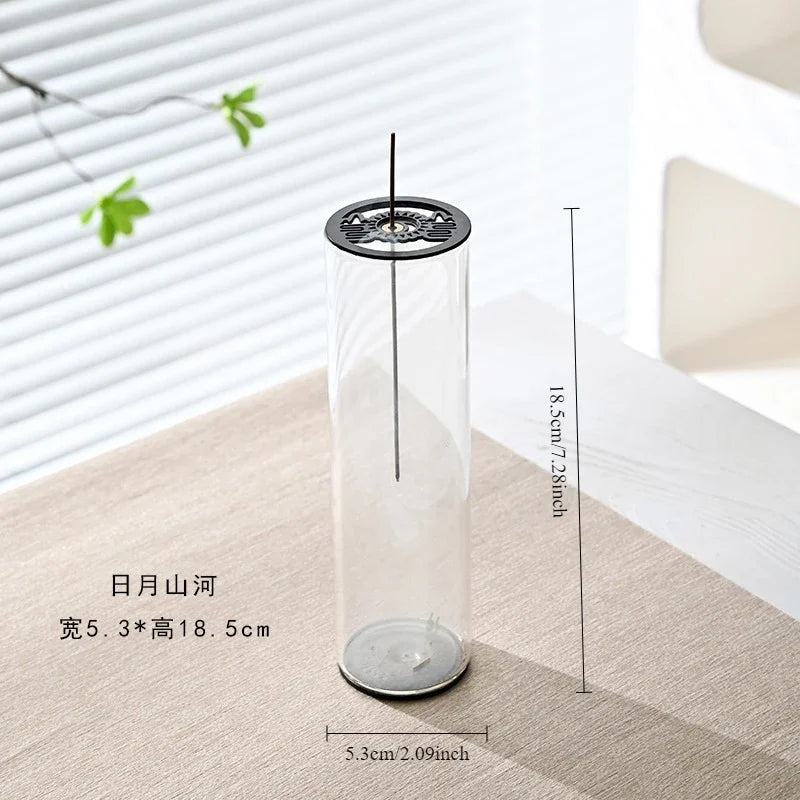 Upside-down Incense Burner Creative Line Incense Burner Zen Decoration Retractable Glass Incense Burner Oasis Select black