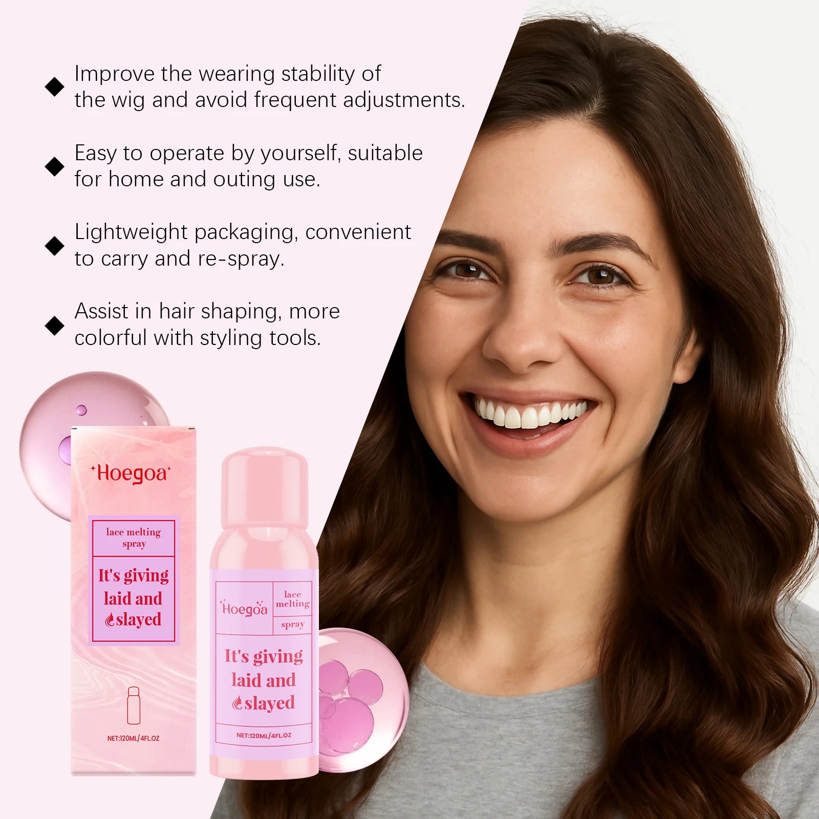 Wig Adhesive Spray Water-Resistant Easy To Use For Lace Front Wig Gentle Formula Easy Removal Strong Invisible Lace Glue Spray Oasis Select