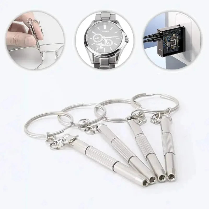1-10Pcs Steel Glasses Screwdriver Eyeglass Screwdriver Watch Repair Kit with Keychain Hand Tools Precision Screwdriver Tools Oasis Select