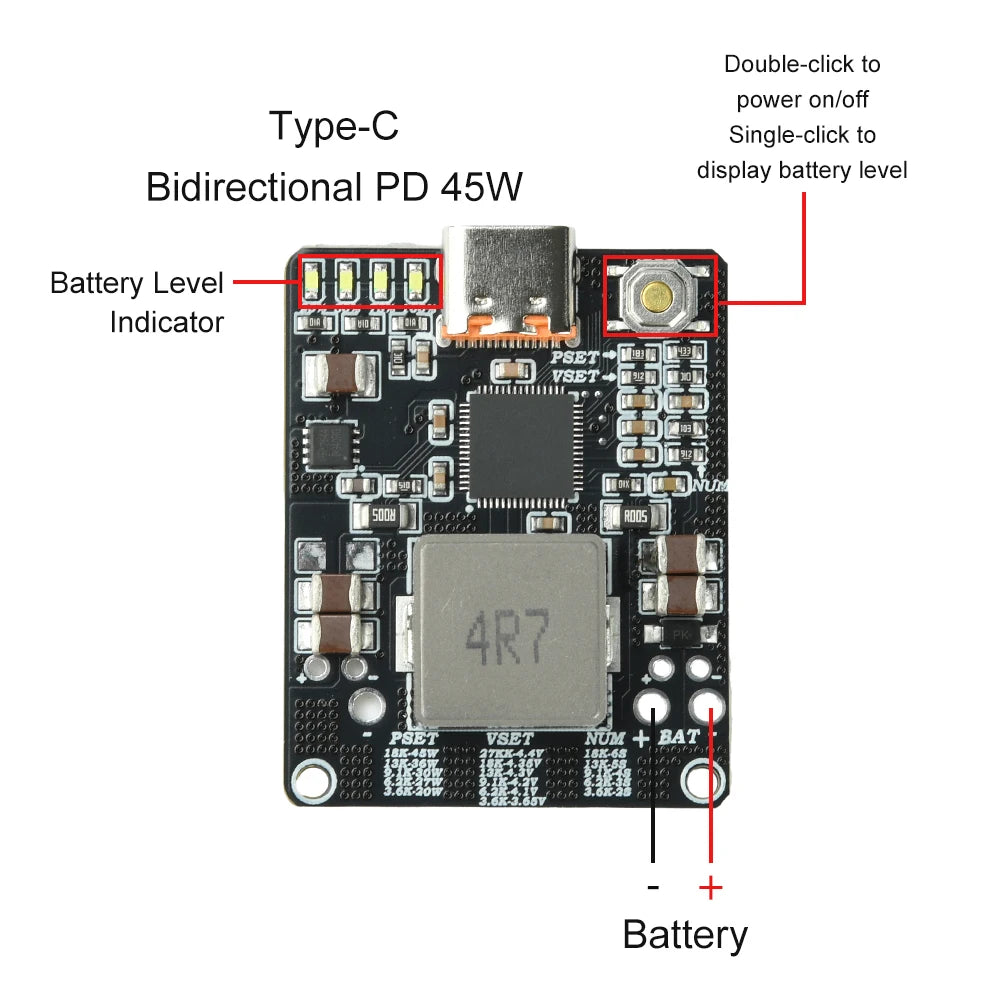 IP2369 2-6S PD 45W Bidirectional Charge and Discharge Module Boost-Buck Converter Fast Charging Board Type C port Oasis Select