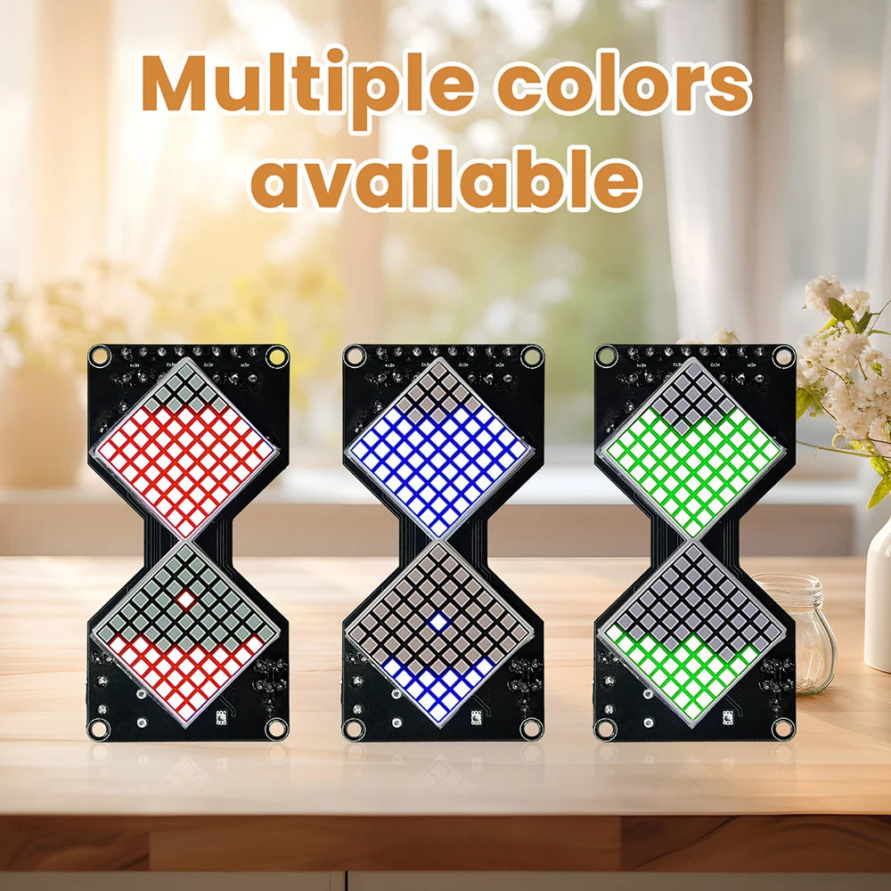 DC 5V LED Dot Matrix Electronic Hourglass DIY Kit Gravity-Sensing Timer Soldering Practice Components Micro USB Interface Oasis Select