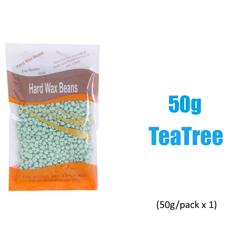 2026 Hard Wax Beans 50/200/500g for Wax Heater Painless Depilatory Body Hair Removal for Bikini Area Face And Body Oasis Select 50g-TeeTree