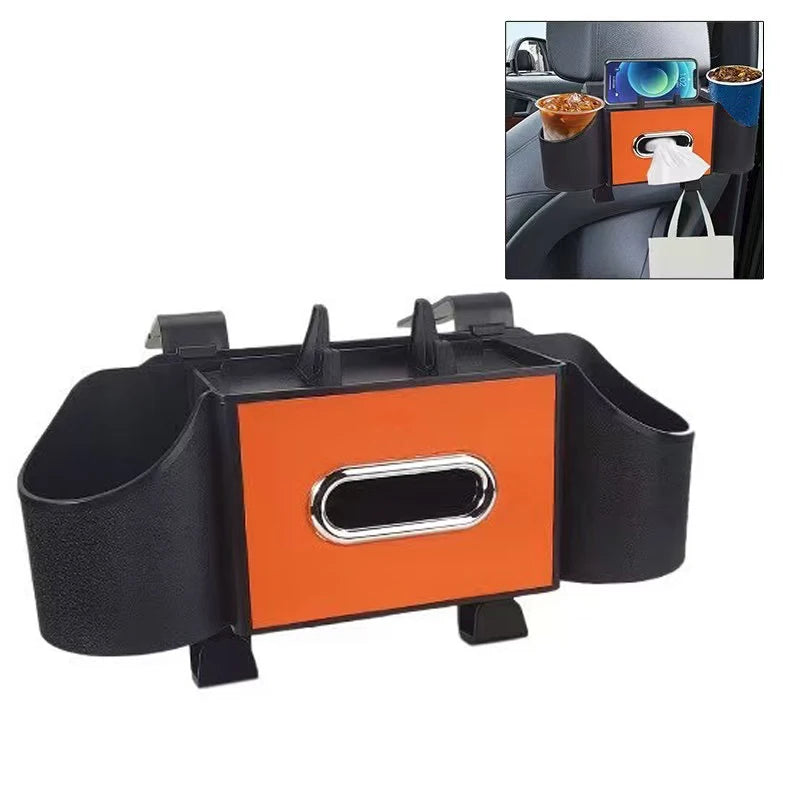 1PC Car Backseat Organizer Hangable Storage Box with Cup Holder, Suitable for All Vehicles Oasis Select Orange