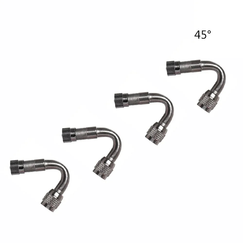 2 Pcs Motorcycle 45 90 135 Degree Angle Bent Valve Adaptor Tyre Tube Valve Extension Adapter for Truck Car Moto Bike Oasis Select Silver-45 4pcs