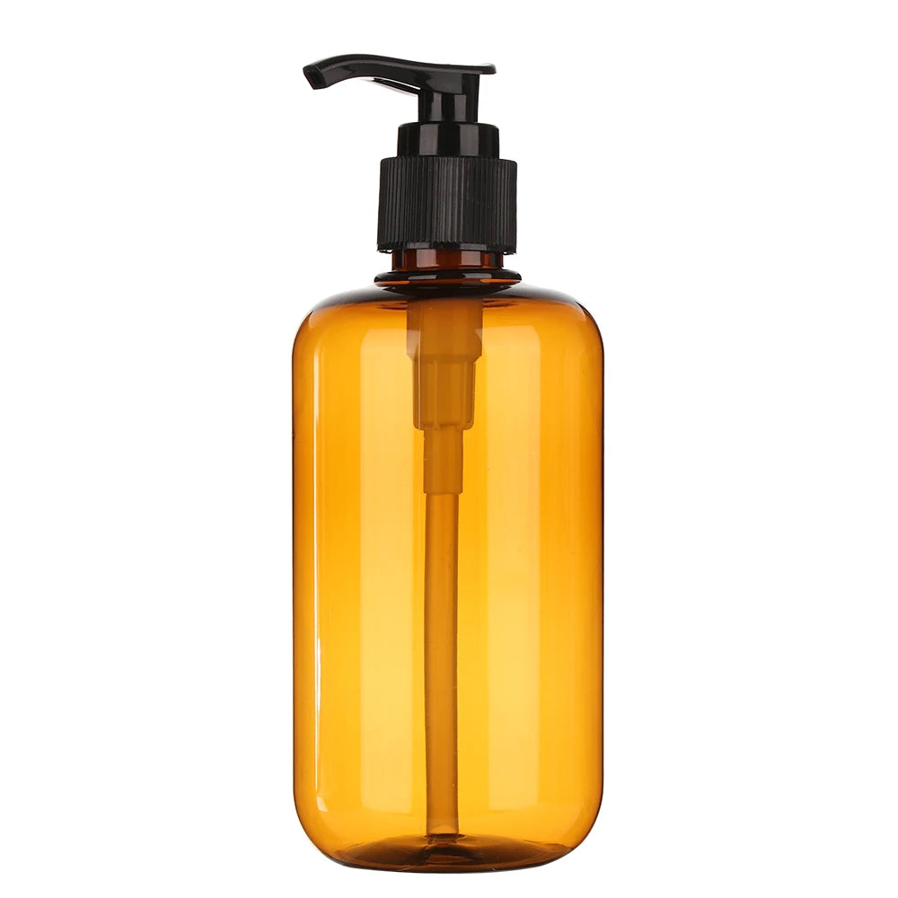 1pc Useful Plastic Shampoo Shower Gel Pump Container Liquid Shower Gel Bottles Bottling Oasis Select Brown-300ml