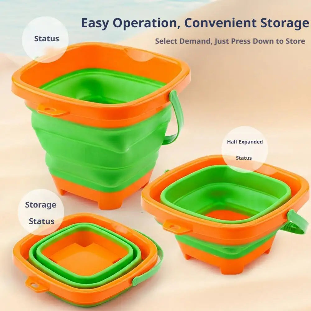 Foldable Beach Sand Toys Set – Collapsible Bucket & Molds