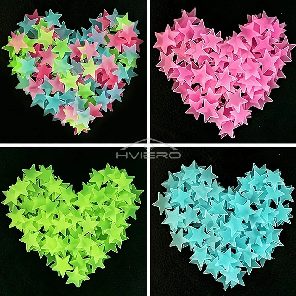 50 Pcs Glow in the Dark 3D Star Wall Stickers for Kids Rooms