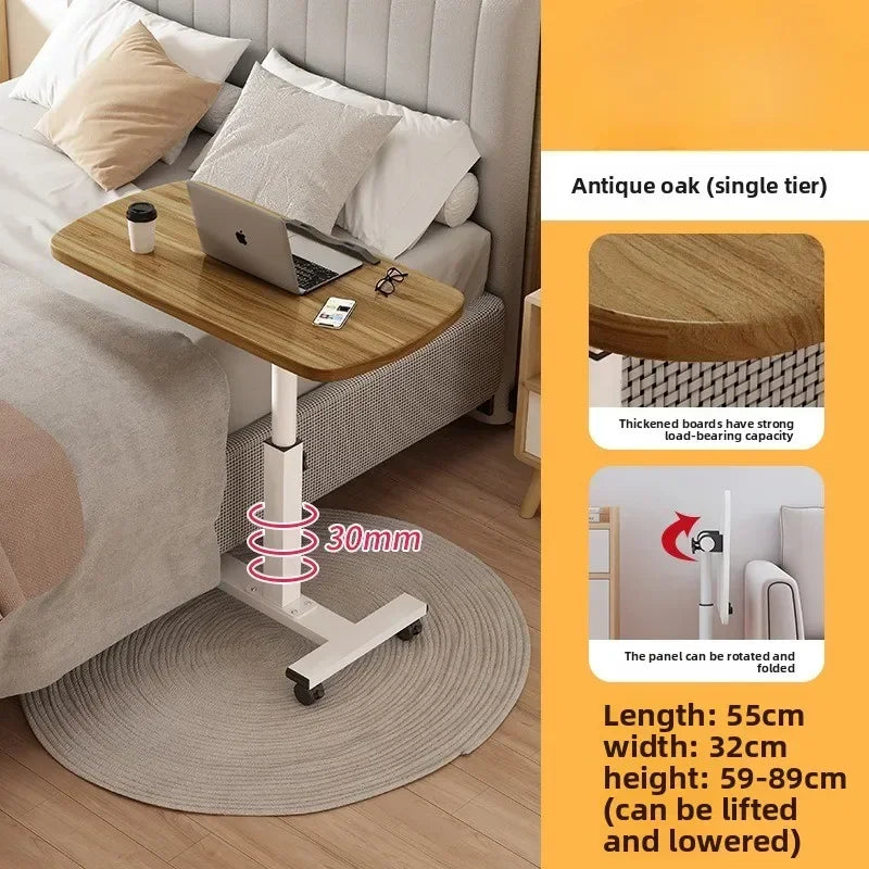 Multi-functional Household Goods Bedside Table Sofa Side Desk Bedroom Removable Lift Lazy Computer Desk Office Small Table Oasis Select F-D-Ancient Oak