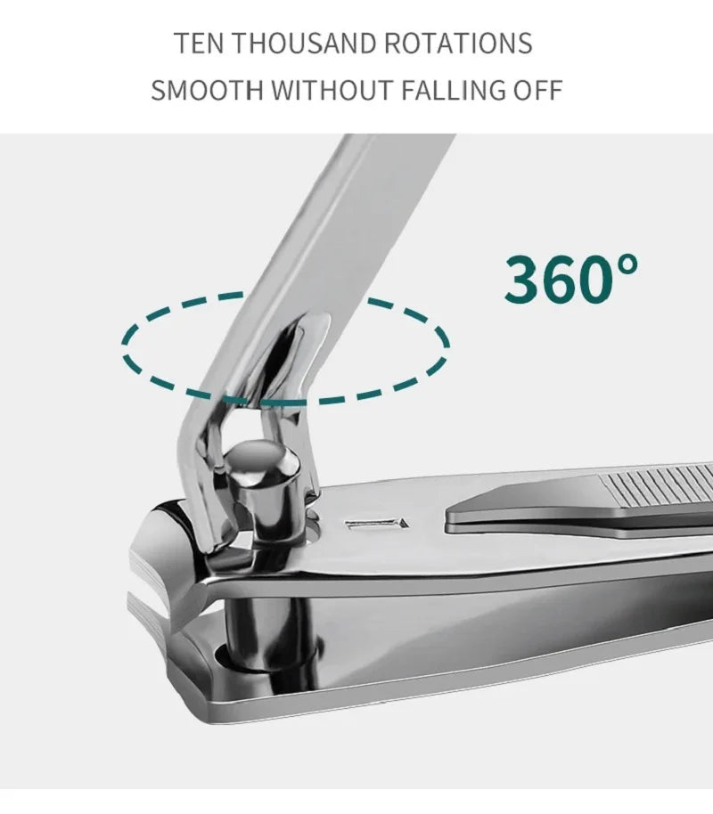 Stainless Steel Nail Clipper with Curved Blade & Swing File