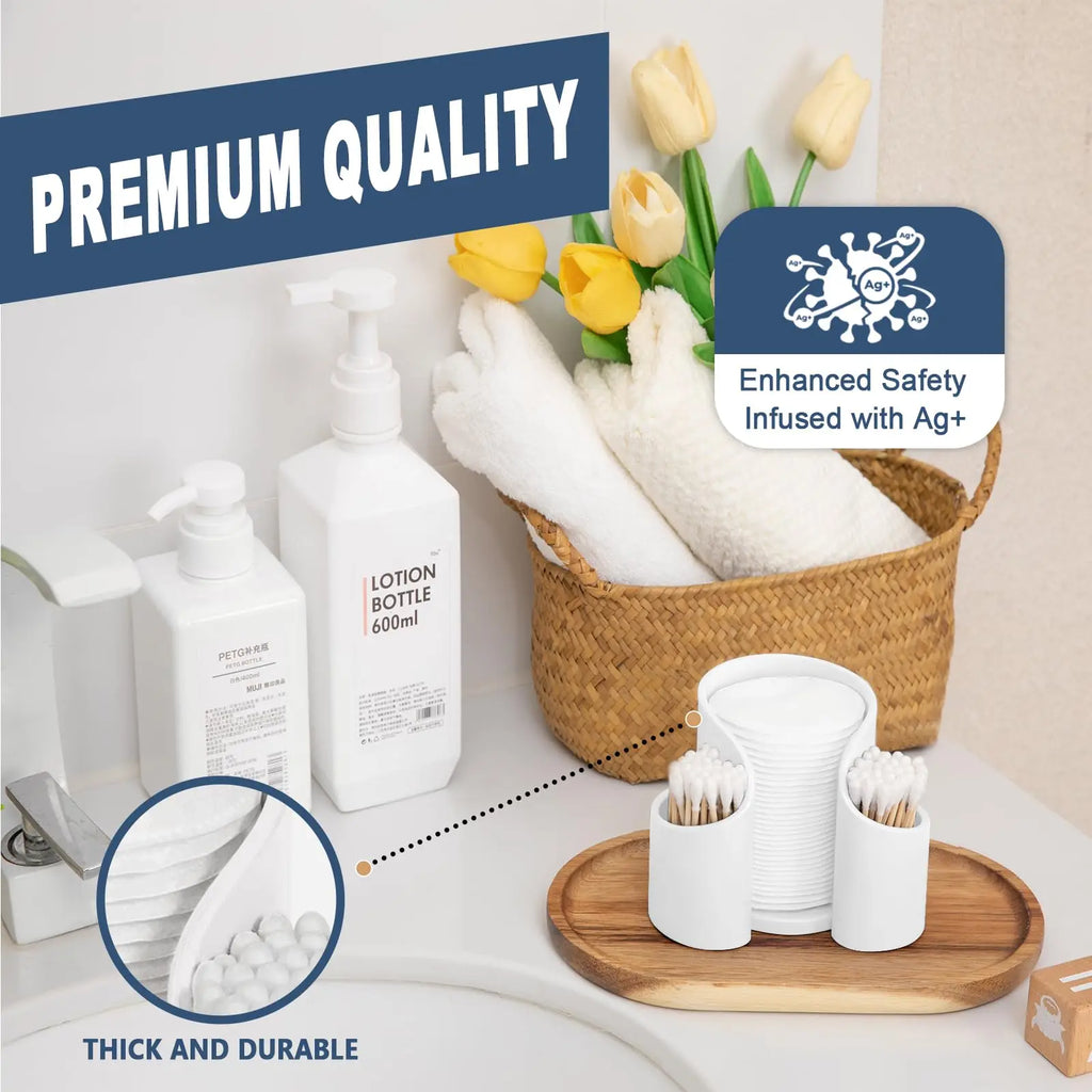 Cotton Pad QTips Holder, Bathroom Cups Dental Floss Dispenser, Storage Organizer for Cotton Pad QTips Paper Cup Floss, Bathroom Oasis Select