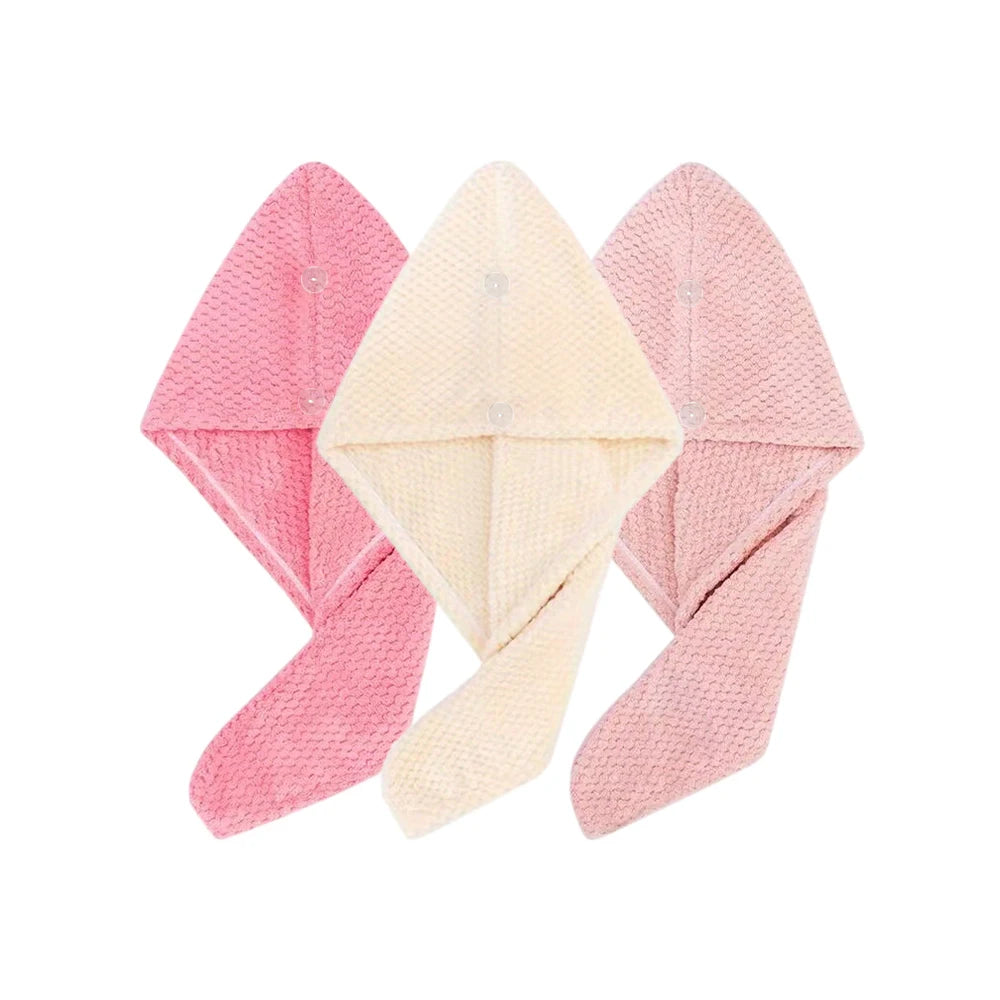 Absorbent Hair Towel Wrap with Button Closure – 9.8"×25.5"
