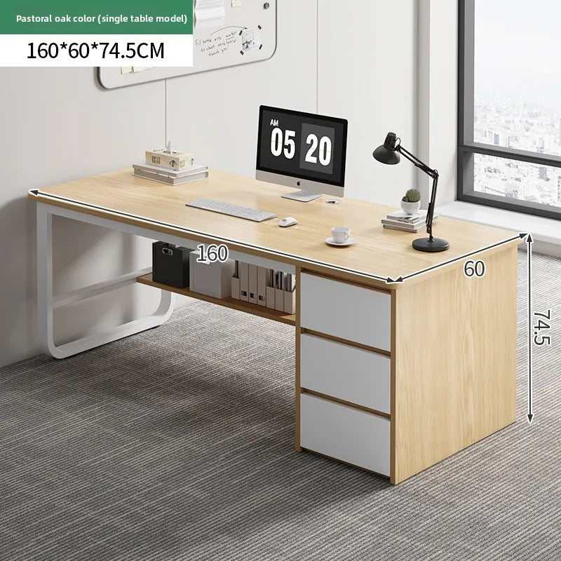 Desk Desktop Computer Desk Simple Home Desk Student Bedroom Bookshelf Integrated Writing Desk Oasis Select Pastoral-160-60
