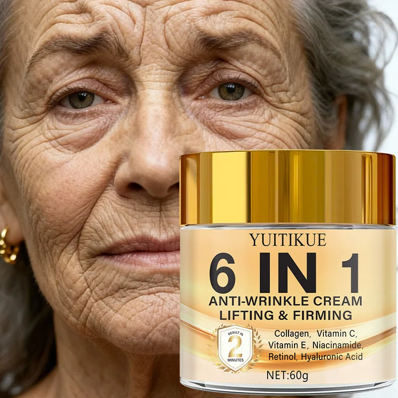 YUITIKUE 6-in-1 Anti-Wrinkle Cream 60g - 2 Min Face Lift, with Retinol, Collagen & Hyaluronic Acid, Lightweight & Non-Greasy Oasis Select