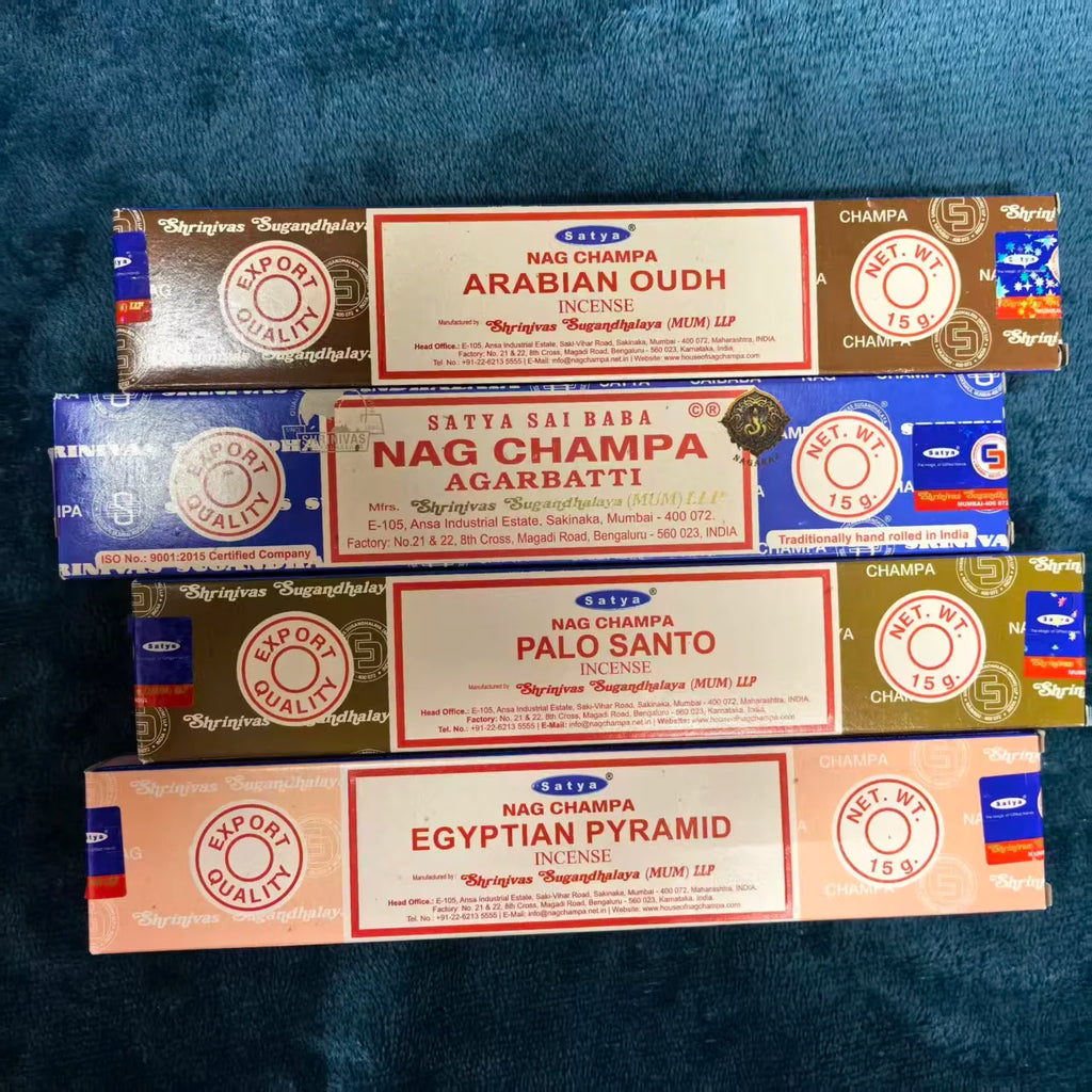 Satya Sai Baba Incense Sticks Hand-Rolled 15g*4boxes , Multiple Scents: Sandalwood, Dragon's Blood, Super Hit, NAGCHAMPA,etc. Oasis Select mixed 7