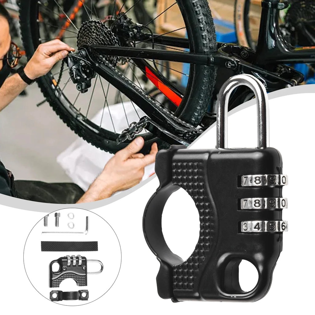 Helmet Lock 3 Digit Password Motorcycle Bicycle Lock Anti-theft Scooter Helmet Lock Parts For 2.2-2.8cm Handlebar Diameter Oasis Select