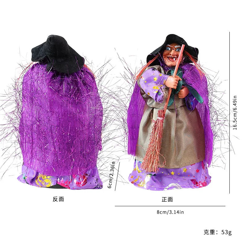 Halloween Decoration Witch Hanging Ornament - Retro Broom Prop for Bar, Haunted House, KTV | in Stock Oasis Select Purple Cloak